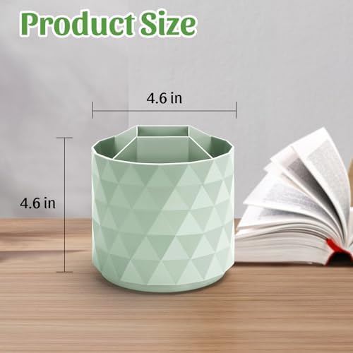 minimaliving Desk Organizer,Sparkling Diamond-like Pen Holder for Desk 360°Rotating Office Accessories,Pencil Cup with 5 Compartments Storage Box Caddy for Office,School,Home,Art Supply(Green)