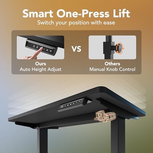 HUANUO 55x28 Inch Electric Standing Desk, Height Adjustable, Black