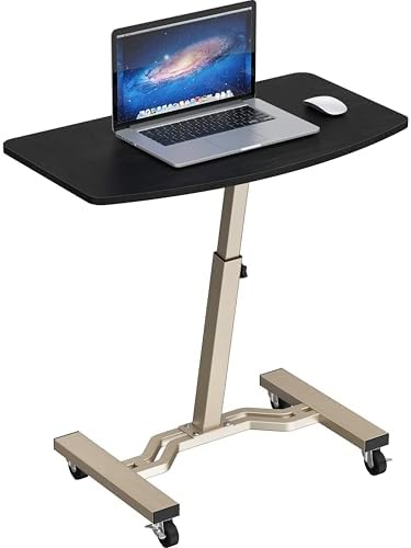 Le Crozz Mobile Height Adjustable Laptop Rolling Cart, Espresso