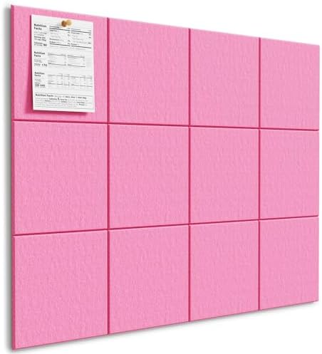 MaxGear Felt Bulletin Board 48" x 36", Pink Felt Wall Tiles Wall Decor