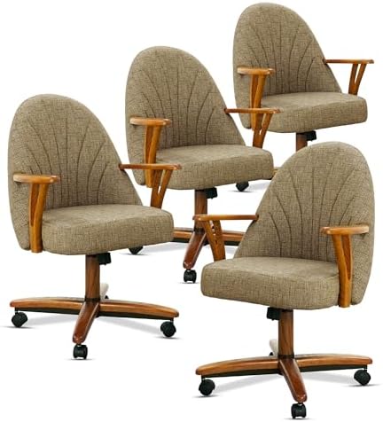 Chromcraft Bailey Swivel-Tilt Caster Dining Chair - Chestnut -Mocha - 4pc