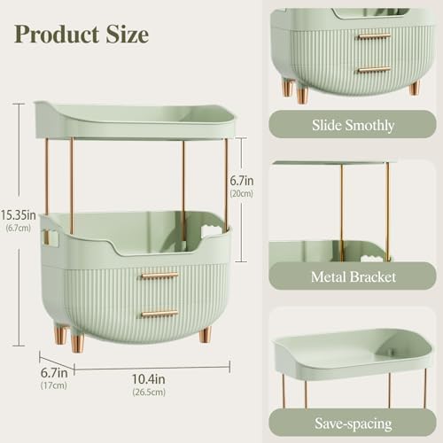 caktraie 4-Tier Makeup Organizer Bathroom Countertop Storage Green