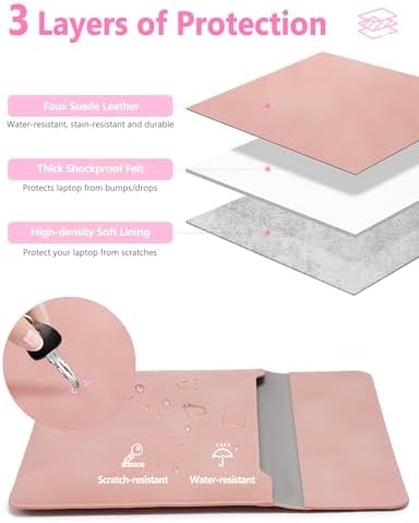 HYZUO 13 Inch Laptop Case Sleeve with Stand for MacBook Air, Pink