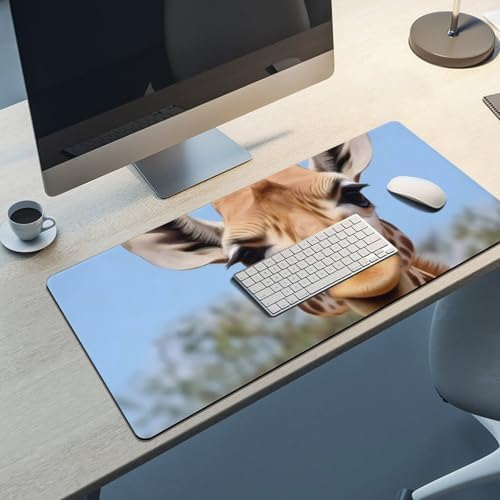 Animal Giraffe Stretching Head Long Neck Closeup Cute Large Mouse Pad Gaming Mousepad Desk Pad for Keyboard and Mouse Mat Non-Slip Base 40x90cm, Style