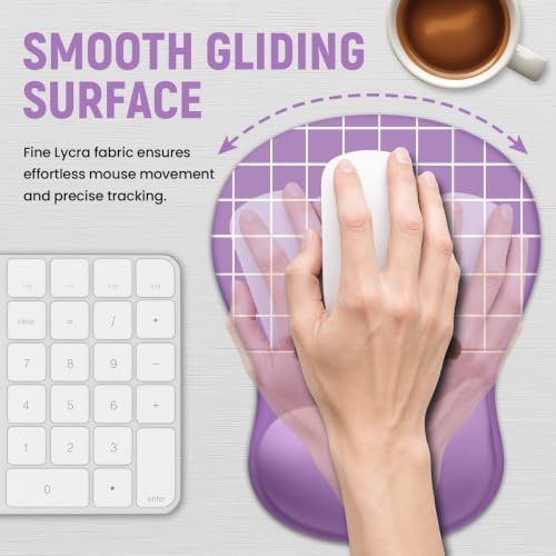 Ergonomic Mouse Pad with Wrist Rest, Gel Wrist Support, Purple Cat