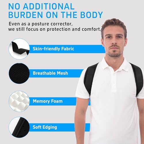 Back Brace Posture Corrector for Women Men Shoulder Support Straightener Pain Relief Upper Spine Hunchback Thoracic Device Plus Size Straps Correction Fixer Trainer Best Straight Black Large/X-Large