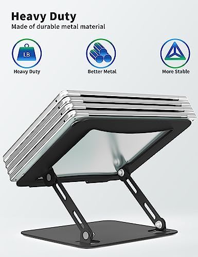 SOUNDANCE Adjustable Laptop Stand for Desk, Metal Riser 10-15.6", Black