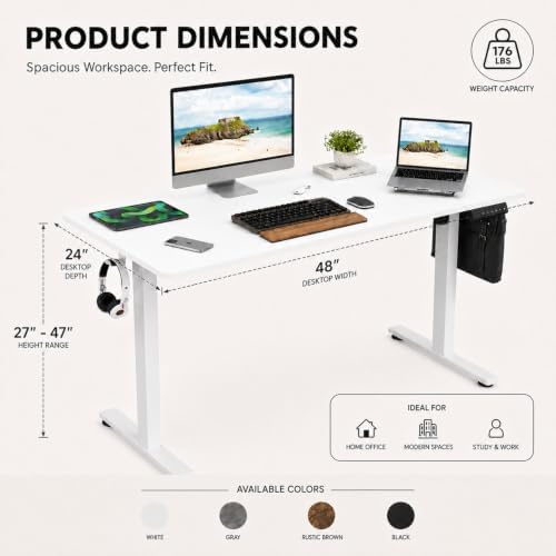 48"x24" Electric Standing Desk, Height Adjustable Desk