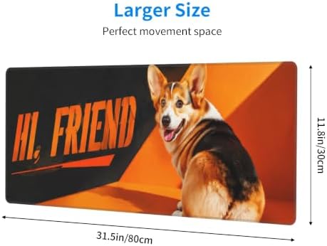 Corgi Funny Mouse Pad Mouse Pad Gaming 11.8x31.5 in Orange Black Cute