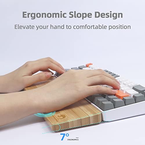 Bamboo Keyboard Wrist Rest for Computer Keyboard, Ergonomic Mechanical Keyboard Wrist Rest, Hard Wrist Rest for and Pain Relief, Anti-Slip Keyboard Rest Pad for Laptop/PC Gaming/Mac (61-Key)