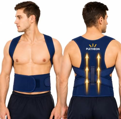 Posture Corrector for Men & Women | Adjustable Upper Back & Shoulder Support Brace for Posture Alignment, Neck & Back Support | Lightweight & Comfortable Daily Wear (Blue)