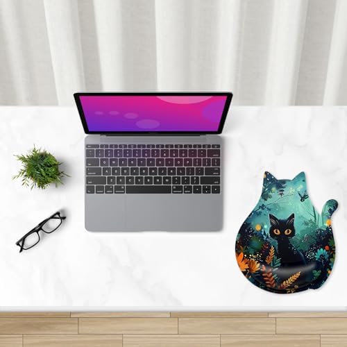 Ergonomic Mouse Pad with Wrist Rest, Cute Cat Memory Foam Padded Pain Relief Non-Slip Wrist Support Mouse Mat for Gaming Work Computer Laptop, Funny Office Supplies Desk Accessory, Pretty Cat