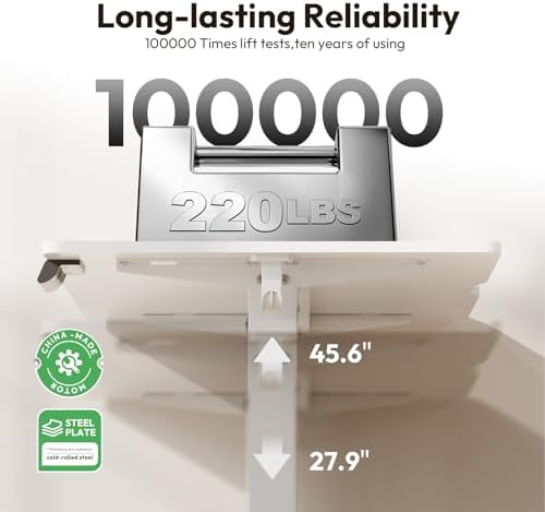 63 x 28 Inch Electric Standing Desk, 3 Memory Presets, White