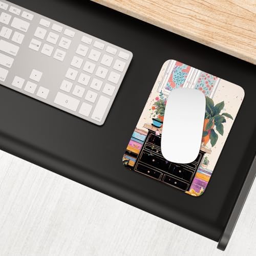 Small Mouse Pad, Mini Mouse Pad 6 x 8 Inch, Thick Rubber Waterproof Mouse Mat, Cute Mousepad for Women Men Wireless Mouse Laptops Home Office, Cat on Closet