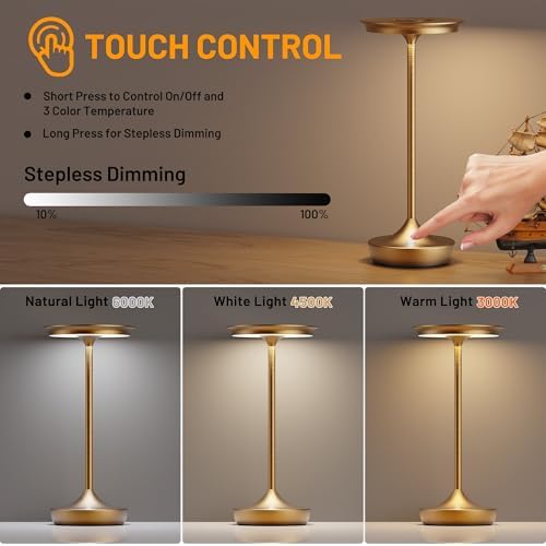 LED Rechargeable Cordless Outdoor 6000mAh Battery Table Lamp 2Pack Bronze