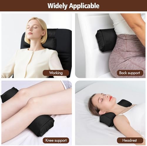 WdFour Velvet Neck & Head Pillow for Recliner Chair, Small Ergonomic Cervical Support Pillow for Home, Office and Travel, Non-Slip Cushion for Tension Relief & Shoulder Comfort (Black)