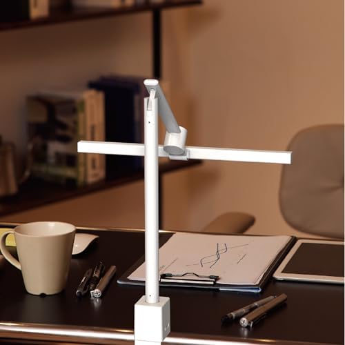 ArchDesk 15.75’ Desk Lamp: Dim, Warm~Cool White Adjustable, Anti-Glare, Sensor, 10W LED, Eye Protection, Foldable, Clamp, Perfect for Painting, Design, Work, Study, Reading (White)