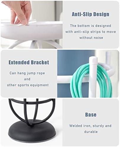 Free-Standing Corner Yoga Mat Holder & End Table, Foam Roller Storage Organizer for Yoga Sticks, Jump Ropes, Resistance Bands - Durable Iron Design