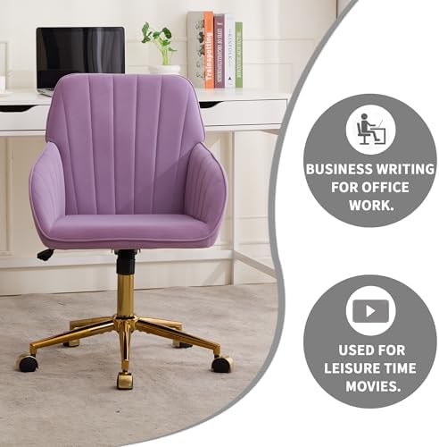 Home Office Desk Chair, Fabric Swivel Task Chair with Golden Base