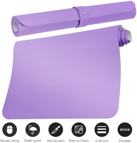 Boutilon Leather Desk Pad Protector,Non-Slip Mouse Pad,Laptop Desk Pad,Office Mouse Mat,Waterproof Leather Desk Blotter,Desk Writing Pad for Office and Home (XXXL-Purple,47"x 24")