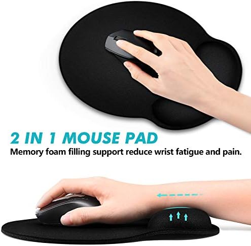 Ergonomic Mouse Pad 3 Pack with Wrist Rest Support, Round Gaming Mousepad with Smooth Surface & Non-Slip Rubber Base for Computer, Laptop, Office, Comfortable Memory Foam for Wrist Cushion