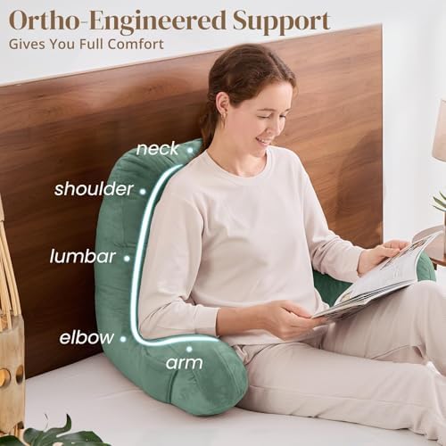 Sasttie Reading Pillow for Bed, Back Pillow for Sitting Up, Sage