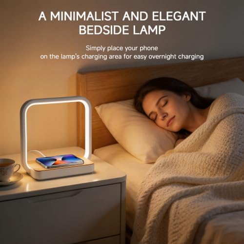 WILIT Bedside Lamp with Qi Wireless Charger, A13 Table lamp 3 Step Dimmable Touch Control Desk Lamp for for Living Room, Bedroom, Kids Room.