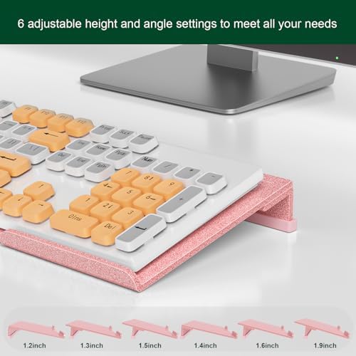 Computer Keyboard Stand for Desktop - 6-Level Height Adjustable Acrylic Keyboard Riser Non-Slip Ergonomic Key Board Tray Holder for Home School Office Desk Accessories, Sparkling Rose Gold