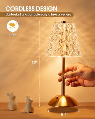 Nusogon 2 Pack Rechargeable Cordless Table Lamp, Touch Control Desk Lamp