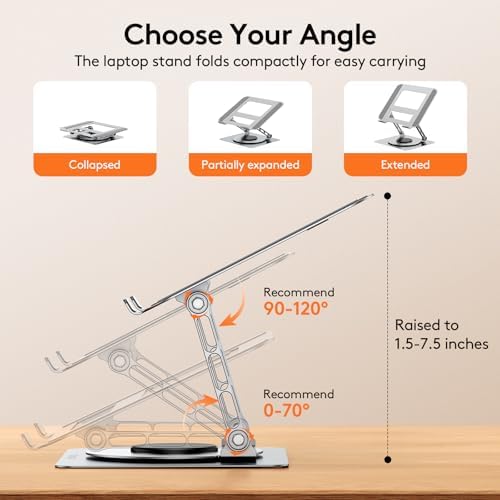 TECKNET Laptop Stand for Desk, 360° Rotating Laptop Stand for 10-17" Laptop