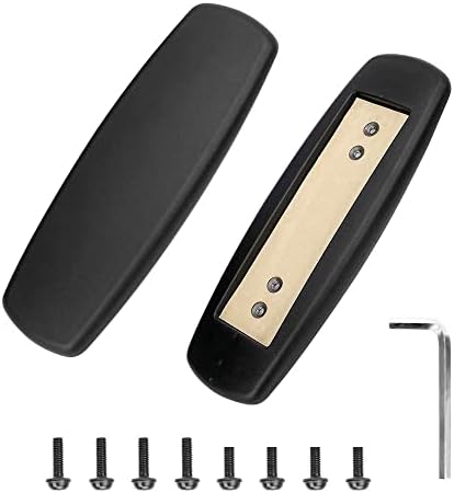 ALUCSET 10" Long x 3" Wide Office Chair Replacement Armrest Arm Pads Caps Univeral 4" 5.5" Mounting Hole Office Chair Parts 1 Pair (Black, Set of 2)
