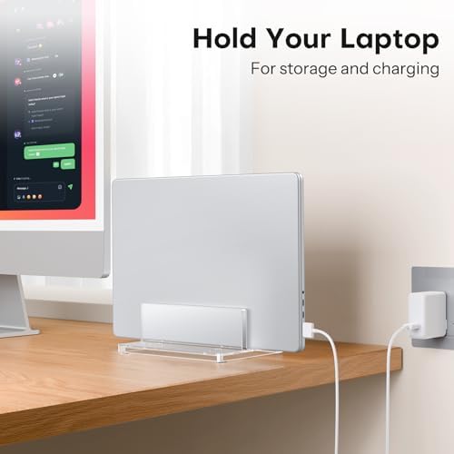 OMOTON Vertical Laptop Stand, Acrylic Single Holder for MacBook Gaming