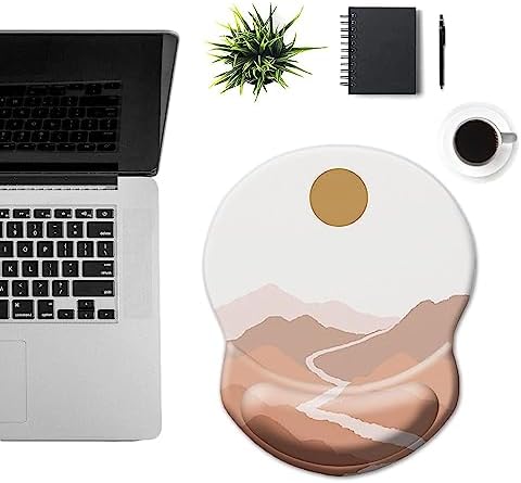 Ergonomic Wrist Support Mouse Pad - Comfortable Computer Mouse Pad with Non-Slip PU Base for Home Office Working Gaming (Mountain Sun)