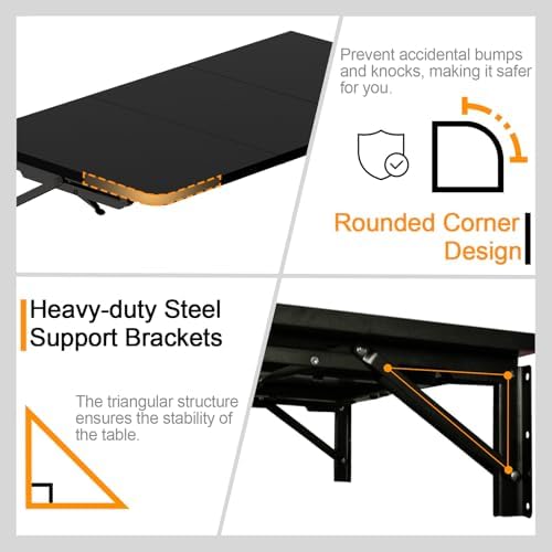 TEAMIX Wall Mounted Folding Desk for Small Spaces - Black, 29.9 x 15.7inch