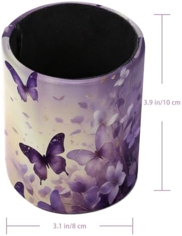 Leather Pen Holder for Desk, Butterfly Floral Pencil Cup Pen Organizer Makeup Brush Holder for Office Home Kids Countertop Desk Accessory Storage