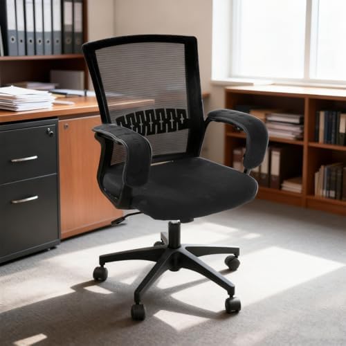 IMIKEYA Chair Armrest Mats 17.7 Inch Office Chair Arm Covers with Elastic Straps for Comfortable Support and Easy Cleaning Pair