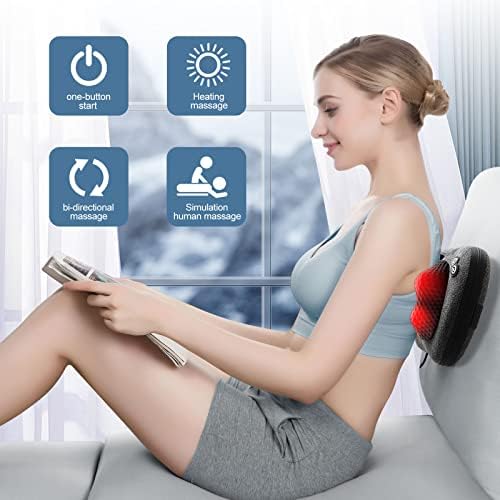 VIKTOR JURGEN Shiatsu Back Massager with Heat for Pain Relief, Dark Gray