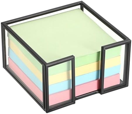 BTSKY Metal Glass Sticky Note Holder for 3x3 Inch Sticky Notes