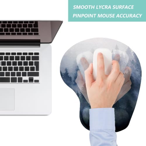 Mouse Pad with Wrist Support, Ergonomic Mouse Pads with Memory Foam Wrist Rest, Easy Typing Pain Relief, Comfortable Home Office Computer Wrist Support Pads for Working Studying Gaming, Forest