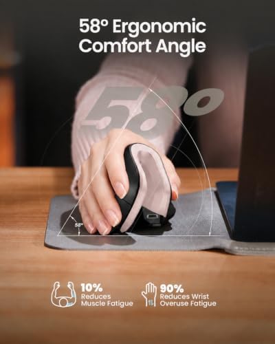 ProtoArc EM11 NL Wireless Ergonomic Mouse, Rechargeable, Black Pink