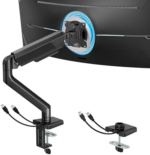 ARES WING 17-40 Inch Heavy Duty Monitor Arm with USB, Black