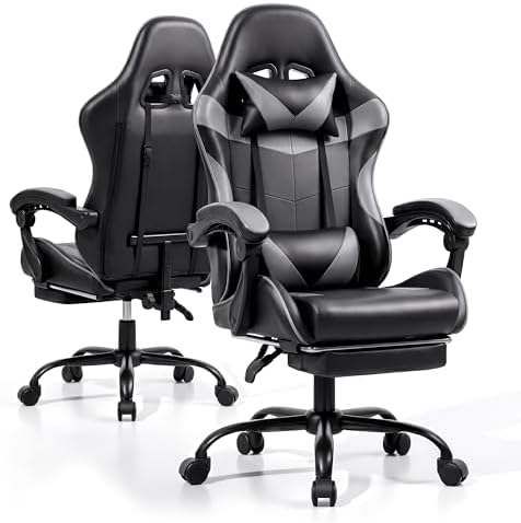 Gaming Chair with Footrest and Lumbar Support, Height Adjustable Chair with 360°Office Desk Chair,Heavy Duty 330lbs Computer Chair for Adults