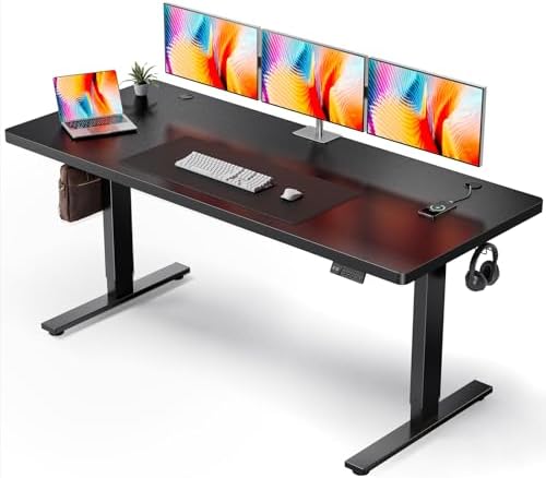 Black 71x30 in Electric Standing Desk, 1 Inch Thick Tabletop