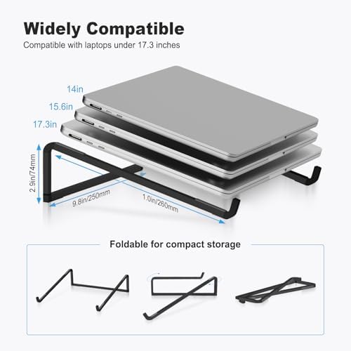 TENOC Foldable Laptop Stand for Desk, Black