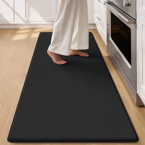 Color&Geometry Wide Kitchen Floor Mat 24x71 Anti Fatigue Easy Clean, Black