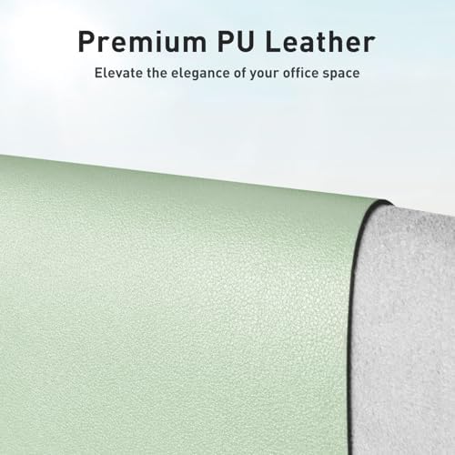 Aothia Large PU Leather Desk Pad Protector – Non-Slip Mouse Pad & Writing Mat for Office/Home, Waterproof, Easy to Clean (36" x 17", Aqua)