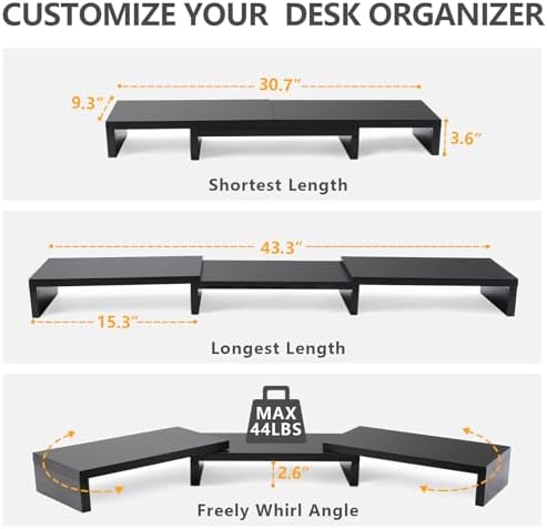 TAVR Monitor Stand Riser, Office Desktop Organizer Stand for 2 Monitors
