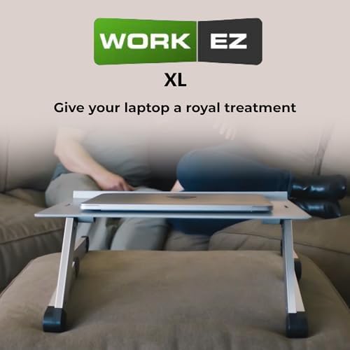 Uncaged Ergonomics WorkEZ Adjustable Laptop Stand for Desk, Laptop Stand Adjustable Height, Foldable Aluminum Cooling Computer Holder & Riser for Desk Bed, Gray, XL