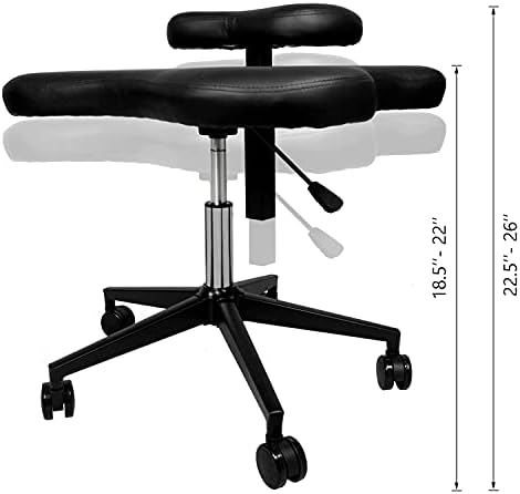 H&A Cross-Legged kneeing Chair for Office or Home, Meditation Seat for Reducing Back Pain, Ergonomic Posture Corrective Seat with Height Adjustable (Black), 26.5 inch x 23.5 inch