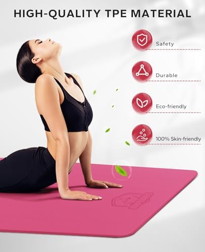 HAPBEAR Extra Large Yoga Mat - 72"x48"x6mm (1/4 inch), Non-Slip, Durable, Thick Wide Exercise Mat for Home Workouts, Yoga, Pilates, Stretching and Cardio Workouts